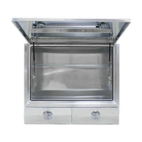 Truck Box Half Lid 2 External Drawers 1400mm x 600mm x 1200mm Pro-Series OZY-1461FP-2D-W White