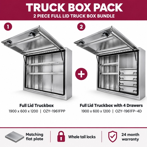 Truck Box Pro Pack - Open Storage + 4 Drawer Truck Box Bundle (Flat Plate)