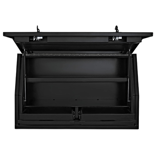 Full Side Opening UTE Toolbox with 2 Built-in Drawers - Black