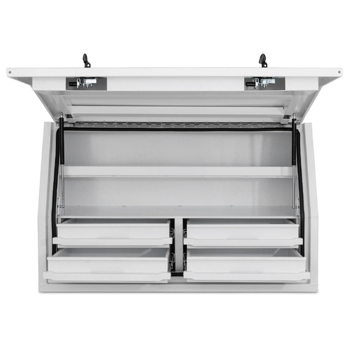 Full Side Opening UTE Toolbox with 4 Built-in Drawers - White