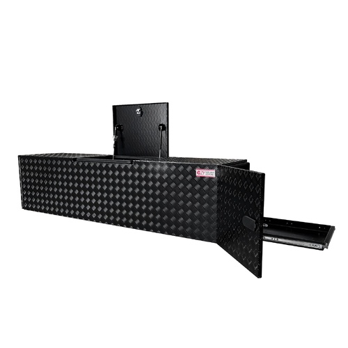 Aluminium Caravan Box with Generator and BBQ Slide - Black