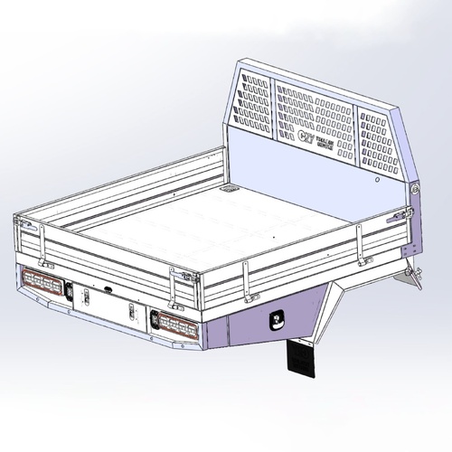 Aluminium Ute Tray W/Headbord 1800mm W x 1650mm L - Flared Mud Guards, Underbody Toolboxes BLACK OZY-TRAY-1650B
